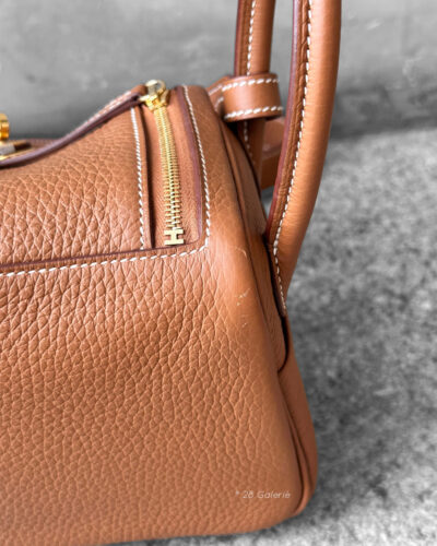 Hermes Gold Mini Lindy in Clemence Leather and Gold Hardware