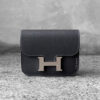 Hermes Graphite Constance Slim Wallet in Epsom Leather and Palladium Hardware
