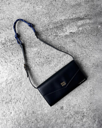 Miu Miu Black Wallet and Baltic Blue Cord Shoulder Strap Bag