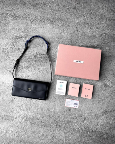 Miu Miu Black Wallet and Baltic Blue Cord Shoulder Strap Bag