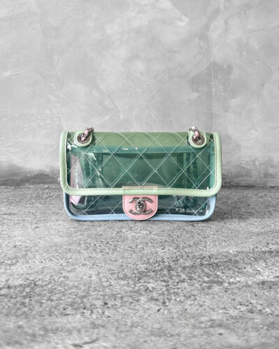 Chanel GreenBluePink Mini Coco Splash Flap PVC and Silver Hardware