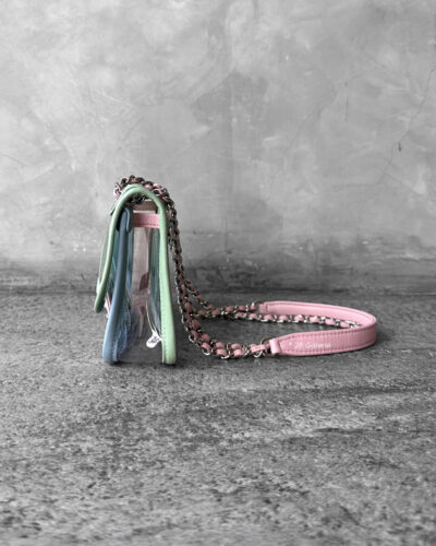 Chanel GreenBluePink Mini Coco Splash Flap PVC and Silver Hardware