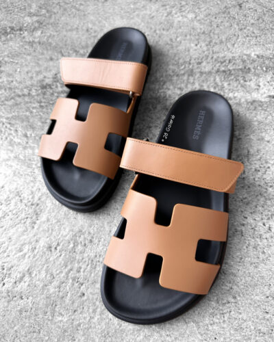 Hermes Naturel Chypre Sandal in Calfskin with Anatomical Rubber Sole
