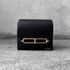 Hermes Noir Mini Sac Roulis in Evercolor Leather and Gold Hardware