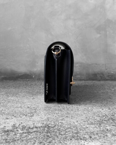 Hermes Noir Mini Sac Roulis in Evercolor Leather and Gold Hardware