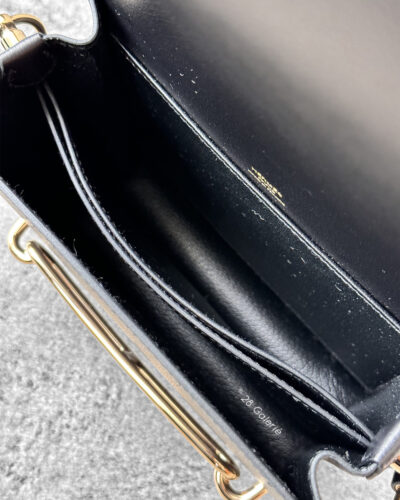 Hermes Noir Mini Sac Roulis in Evercolor Leather and Gold Hardware