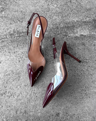 Alaia Burgundy Le Coeur Slingback Pumps