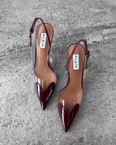 Alaia Burgundy Le Coeur Slingback Pumps