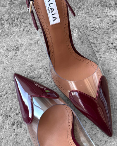 Alaia Burgundy Le Coeur Slingback Pumps