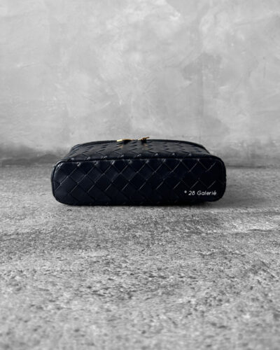 Bottega Veneta Black Bang Bang Vanity Case Bag in Intrecciato Leather and Gold Hardware