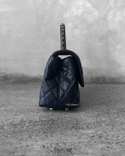 Chanel Black Mini Coco Top Handle in Caviar Leather and Gold Hardware