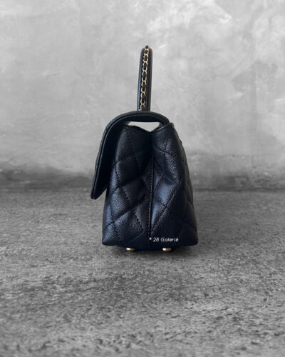 Chanel Black Mini Coco Top Handle in Caviar Leather and Gold Hardware