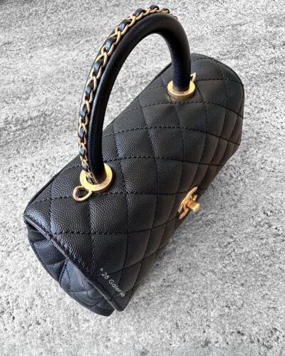 Chanel Black Mini Coco Top Handle in Caviar Leather and Gold Hardware