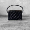 Chanel Black Top Handle Vanity Bag in Calfskin Leather and Silver Hardware