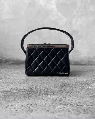 Chanel Black Top Handle Vanity Bag in Calfskin Leather and Silver Hardware