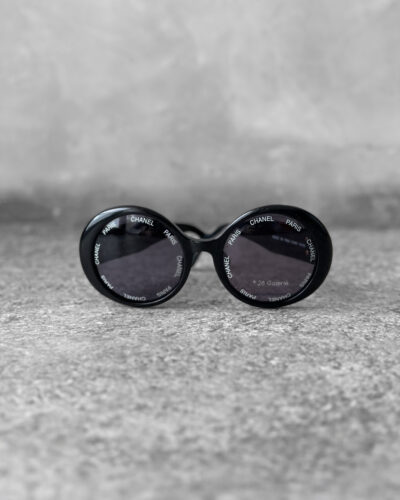 Chanel Black Vintage Round Runway Collectors Sunglass