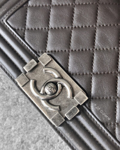 Chanel Choco-brown Small Le boy in Calfskin Leather and Aged Silver Hardware