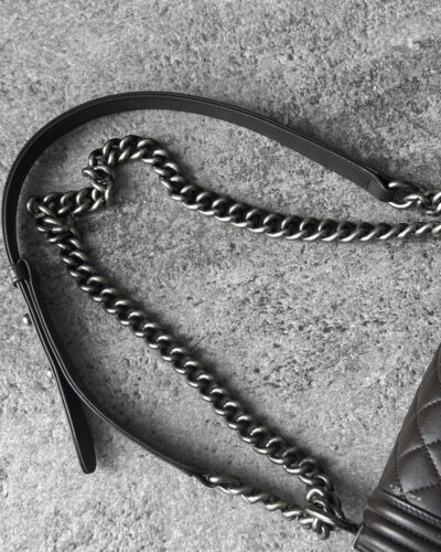 Chanel Choco-brown Small Le boy in Calfskin Leather and Aged Silver Hardware