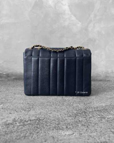 Chanel Vintage Navy Blue Medium Flap in Caviar Leather and 24k Gold Hardware