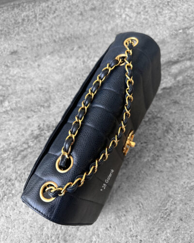 Chanel Vintage Navy Blue Medium Flap in Caviar Leather and 24k Gold Hardware