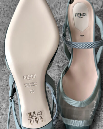 Fendi Colibri Lite Matcha Green Mesh Medium Heeled slingbacks