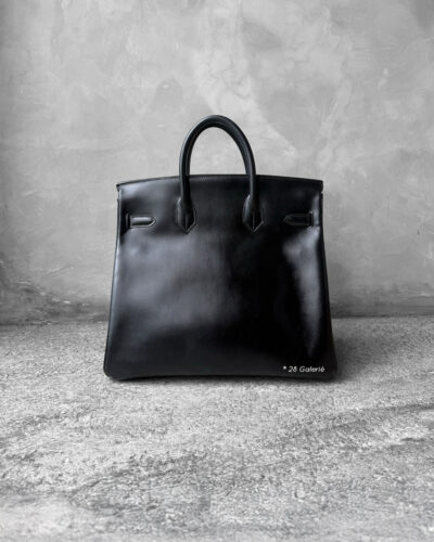 Hermes Noir Sac 32 in Black Box Leather and Ruthenium Hardware