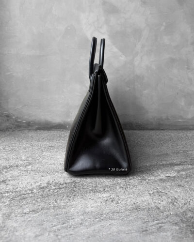 Hermes Noir Sac 32 in Black Box Leather and Ruthenium Hardware