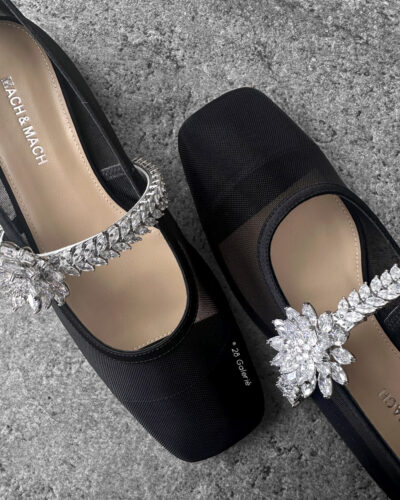 Mach & Mach Black Lotus Ballet Flats in Mesh Fabric