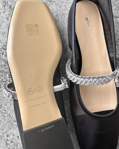 Mach & Mach Black Lotus Ballet Flats in Mesh Fabric