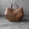 Polene Camel Mini Cyme in Texture Calfskin Leather with Suede Lining