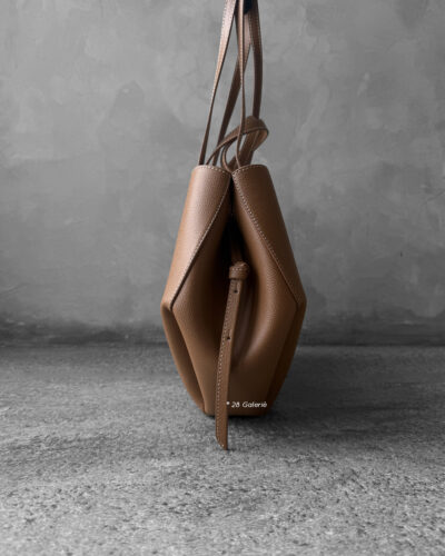 Polene Camel Mini Cyme in Texture Calfskin Leather with Suede Lining