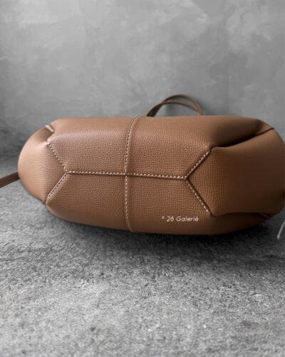 Polene Camel Mini Cyme in Texture Calfskin Leather with Suede Lining