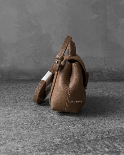 Polene Camel Numero Un Micro in Textured Calfskin Leather and Gold Hardware