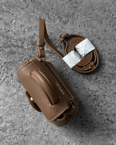 Polene Camel Numero Un Micro in Textured Calfskin Leather and Gold Hardware