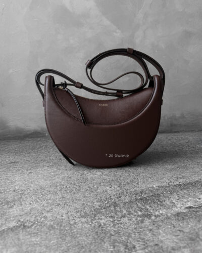 Polene Sandalwood Numero Dix Cross Body Bag in Textured Calfskin Leather and Gold Hardware