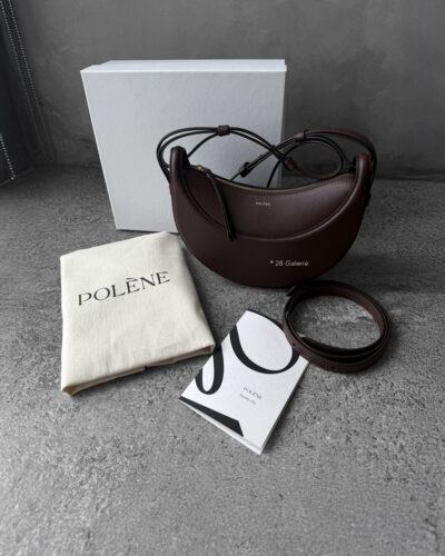 Polene Sandalwood Numero Dix Cross Body Bag in Textured Calfskin Leather and Gold Hardware