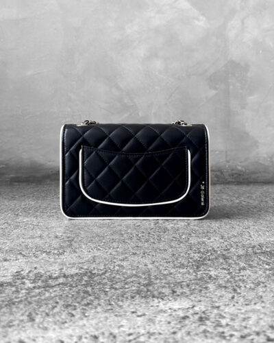 Chanel 25P Black/White Seasonal WOC in Lambskin Leather and Light Gold Hardware