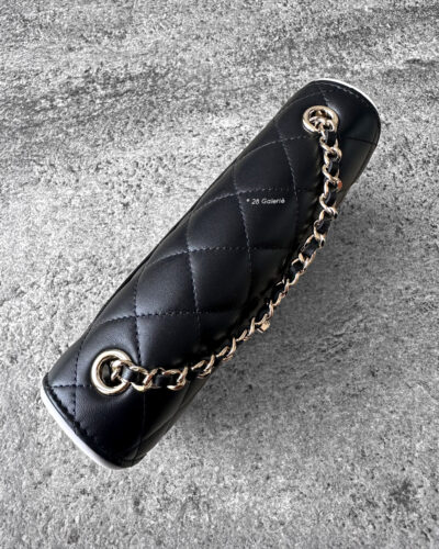 Chanel 25P Black/White Seasonal WOC in Lambskin Leather and Light Gold Hardware