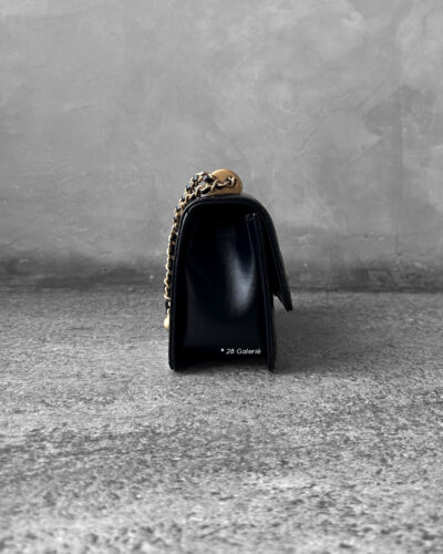 Chanel Black 24C Double Gold ball Mini Flap bag Calfskin
