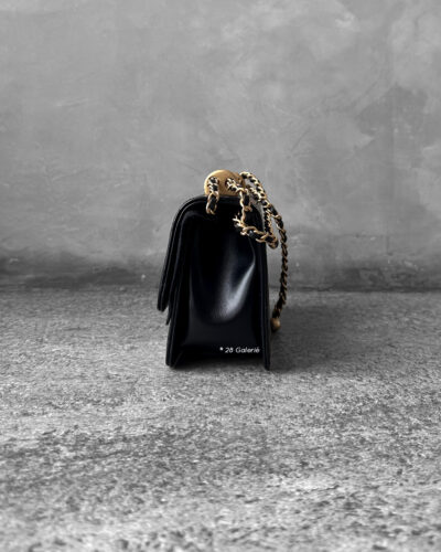 Chanel Black 24C Double Gold ball Mini Flap bag Calfskin