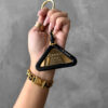 Chanel Black Triangle Keychain in Calfskin Leather and Gold Hardware