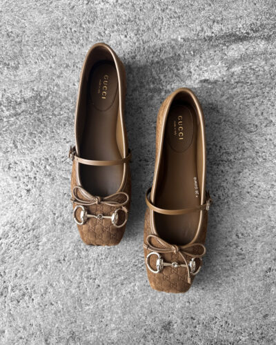 Gucci Brown 36EU Suede Ballet Flats with Horsebit Buckle
