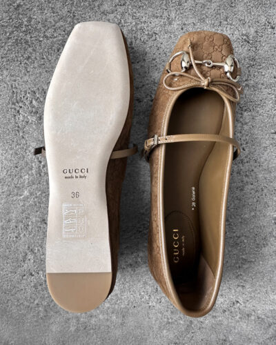 Gucci Brown 36EU Suede Ballet Flats with Horsebit Buckle