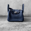 Hermes Blue Mini Lindy in Clemence Leather and Palladium Hardware