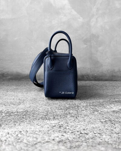 Hermes Blue Mini Lindy in Clemence Leather and Palladium Hardware