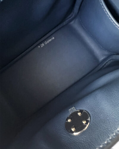 Hermes Blue Mini Lindy in Clemence Leather and Palladium Hardware