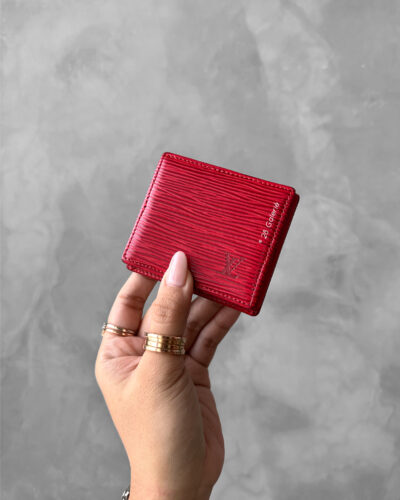 Louis Vuitton Red Porte Monnaie Square Coin Wallet in Epi Leather