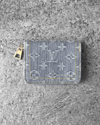 Louis Vuitton Washed Blue Denim Zippy Coin Wallet in Monogram Canvas and Gold Hardware