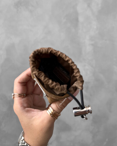 Prada Cork Beige Re-Nylon Mini Pouch Bag Charm