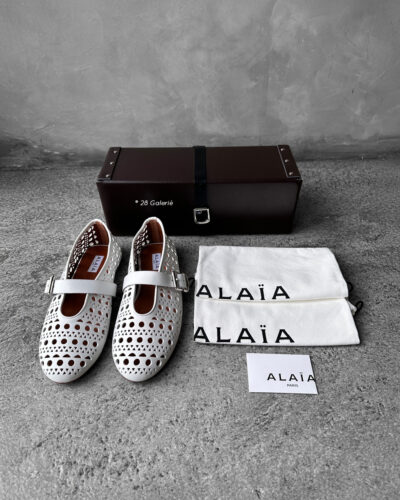 Alaia White Vienna Leather Ballet Flats Size 39